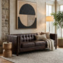 King Three Seater Dark Brown Leather Modern Chesterfield Sofa