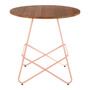 District Pink Metal & Elm Wood Round Table