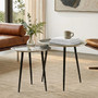 Silva Set Of Two Oak Effect Silver Top Side Tables