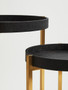 Cardoba Set Of Two Black Shagreen Effect Tray Side Tables