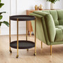 Cardoba Two Tier Black Shagreen Effect Tray Table Trolley