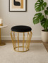 Jaipur Black Velvet And Gold Finish Stool