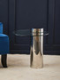 Oria Clear Glass Silver Base Side Table