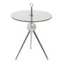 Oria Clear Glass Stainless Steel Silver Frame Side Table