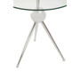Oria Clear Glass Stainless Steel Silver Frame Side Table