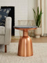 Amira Black Marble Top Copper Base Side Table.