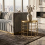 Pali Gold Finish Side Table With Caged Base