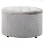 Zamora Round Grey Velvet Ottoman