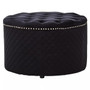Zamora Round Black Velvet Ottoman Zamora Round Black Velvet Ottoman