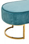 Zamora Green Velvet Ottoman Bench With Gold Finish Legs