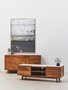 Myan 3 Drawer Acacia Wood White Marble Sideboard