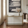 Vogue 2 Tier Glass Console Table with Matt Gold Frame