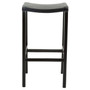 Kendari Black Leather And Teak Stool