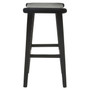 Kendari Black Leather And Teak Stool