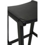 Kendari Black Leather And Teak Stool