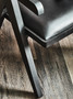 Buffalo Black Leather Chair With Wood Frame
