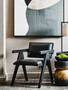 Buffalo Black Leather Chair With Wood Frame
