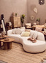 Ovada Cream Linen 3 Seater Curved Sofa