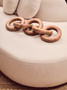 Ovada Cream Linen 3 Seater Curved Sofa