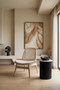 Vinsi Grey Fabric and Washed Elm Wood Chair with Cane Back