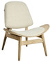 Vinsi Beige Fabric and Washed Elm Wood Chair