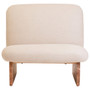Parova Cream Linen Textured Armless Chair With Wood Base