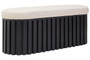 Perdoba Black Mango Wood and Cream Linen Bench