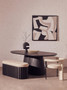 Perdoba Black Mango Wood and Cream Linen Bench