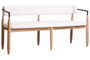Persolo Cream Textured Fabric Dining Bench with Wood Frame