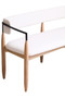 Persolo Cream Textured Fabric Dining Bench with Wood Frame