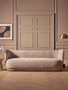 Delray Deep Stone Chenille Curved Three Seater Sofa