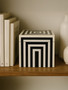 Donato Medium Square Black and White Stripe Trinket Box