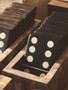 Churchill Games Grey Bone Domino Set with Black Dominoes