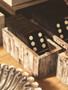 Churchill Games Grey Bone Domino Set with Black Dominoes