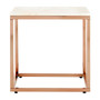 Allure Square White Marble and Rose Gold Square End Table