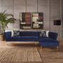 Renee 5 Seat Dark Blue Velvet Corner Sofa