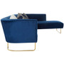 Renee Dark Blue Velvet 5 Seat Corner Sofa