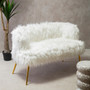 Clarence Fur Effect 2 Seater Sofa with Gold Legs