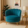 Orlina Blue Velvet Chair With Gold Wood Legs