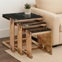 Alvaro Nest Of 3 Square Tables with Black Marble Top