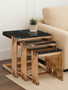 Alvaro Nest Of 3 Square Tables with Black Marble Top