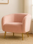 Louxor Pink Velvet Round Armchair