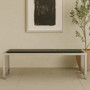Novara Black Leather Bench with Stainless Steel Frame