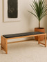 Novara Black Leather and Rose Gold Finish Bench
