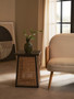 Cebu Natural Cane and Black Elm Wood Side Table