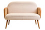 Cebu Ivory Fabric and Cane 2 Seat Sofa with Elm Wood Legs