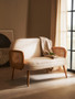 Cebu Ivory Fabric and Cane 2 Seat Sofa with Elm Wood Legs