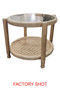 Cebu Side Table Glass And Natural Cane With Grey Wash Elm Wood Frame