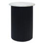Walton Travertine Top Side Table with Black Acacia Wood Base Walton Travertine Top Side Table with Black Acacia Wood Base