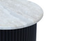 Walton Travertine Top Side Table with Black Acacia Wood Base Walton Travertine Top Side Table with Black Acacia Wood Base